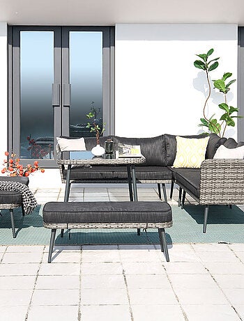 BARACOA salon de jardin 9 places résine tressée anthracite