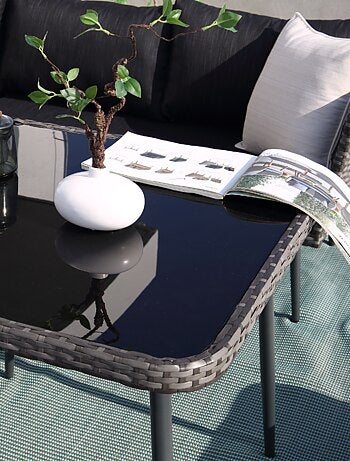 BARACOA salon de jardin 9 places résine tressée anthracite