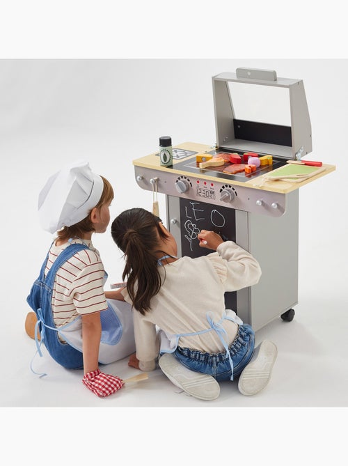 Barbecue jouet portable en bois teamson avec tableau noir et 9 accessoires woomax - Kiabi