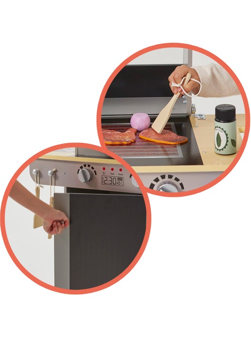Barbecue jouet portable en bois teamson avec tableau noir et 9 accessoires woomax - Kiabi