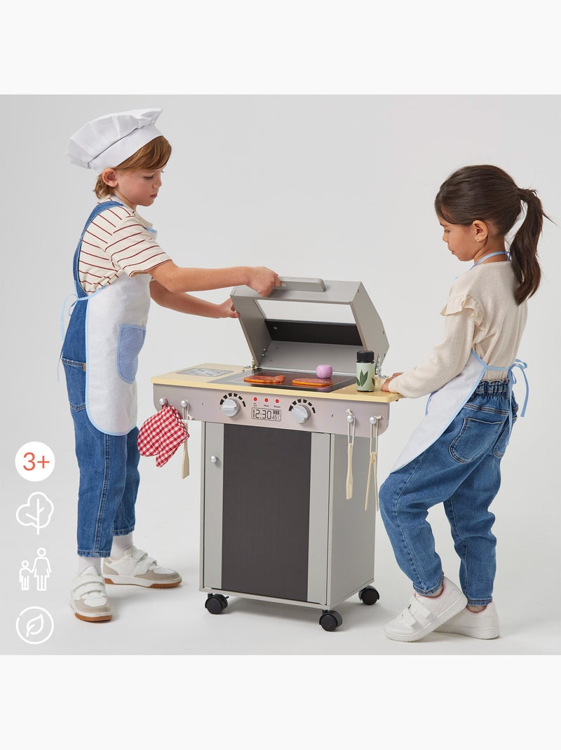 Barbecue jouet portable en bois teamson avec tableau noir et 9 accessoires woomax N/A - Kiabi
