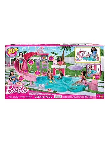 Barbie - Coffret piscine de rêve avec 6 espaces de jeu