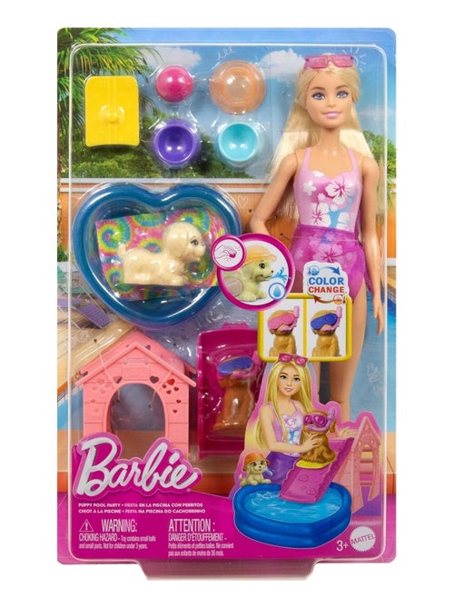 Barbie - Coffret piscine des chiots avec poupée - Kiabi