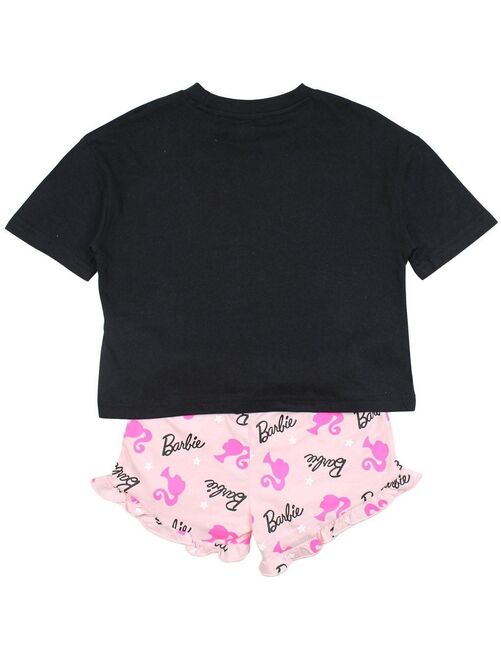 Ensemble T-shirt Et Short Fille - Imprimé Floral - Dos Nu - Tenue Décontractée Pour Enfant