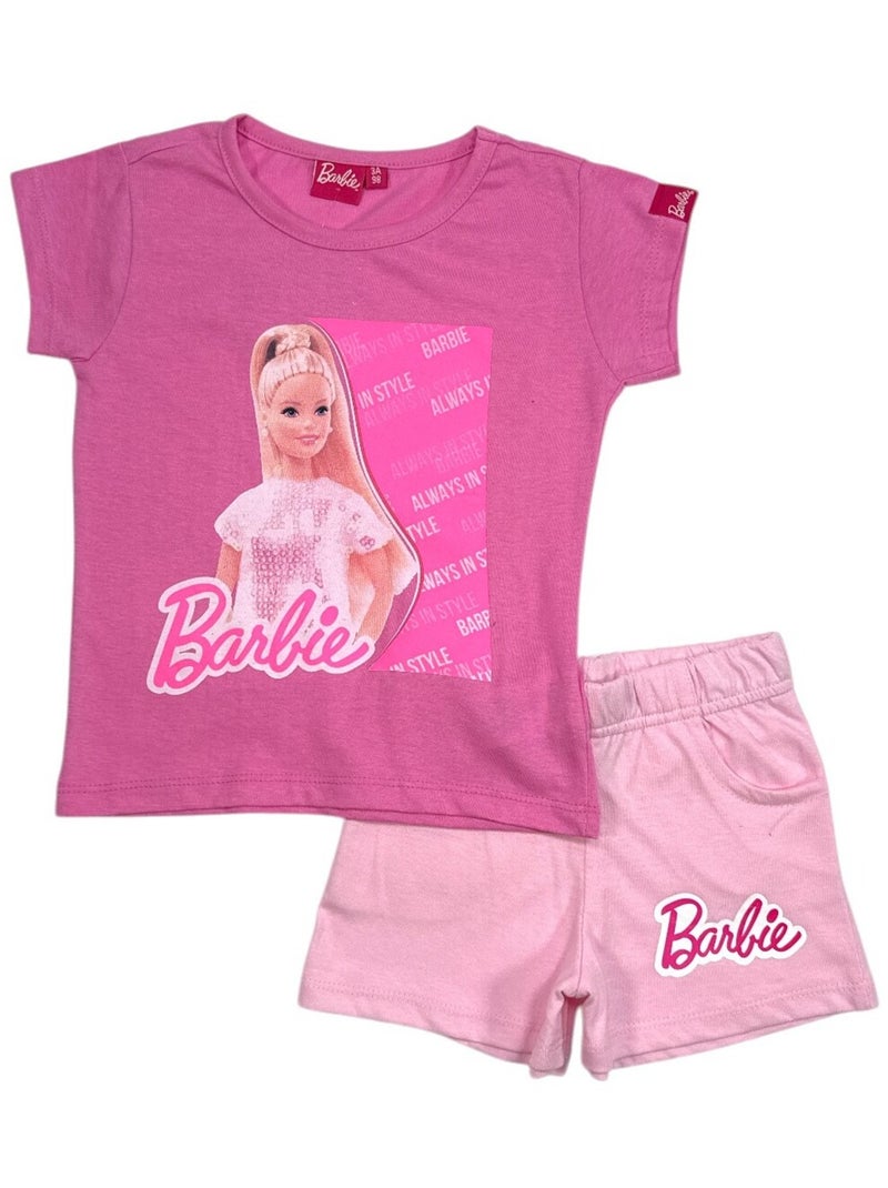 Barbie - Ensemble ​​T-shirt short Imprimé Barbie Rose foncé - Kiabi