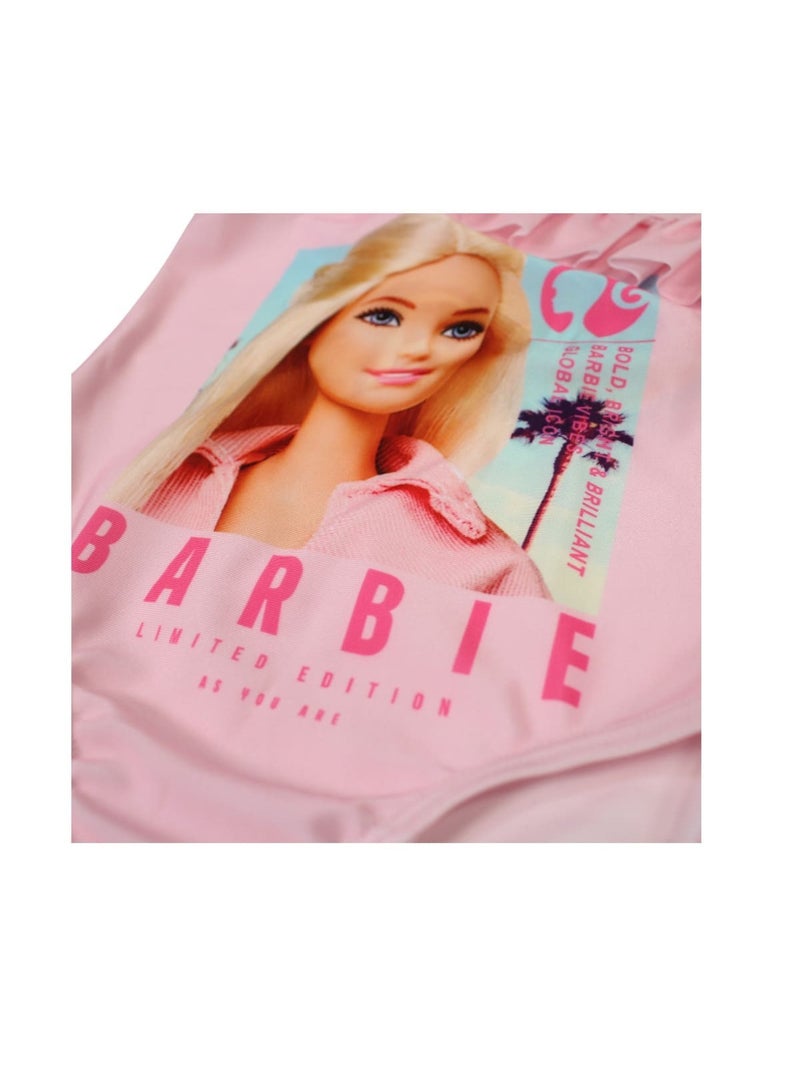 Barbie - Maillot de bain fille bretelles asymétrique Rose - Kiabi