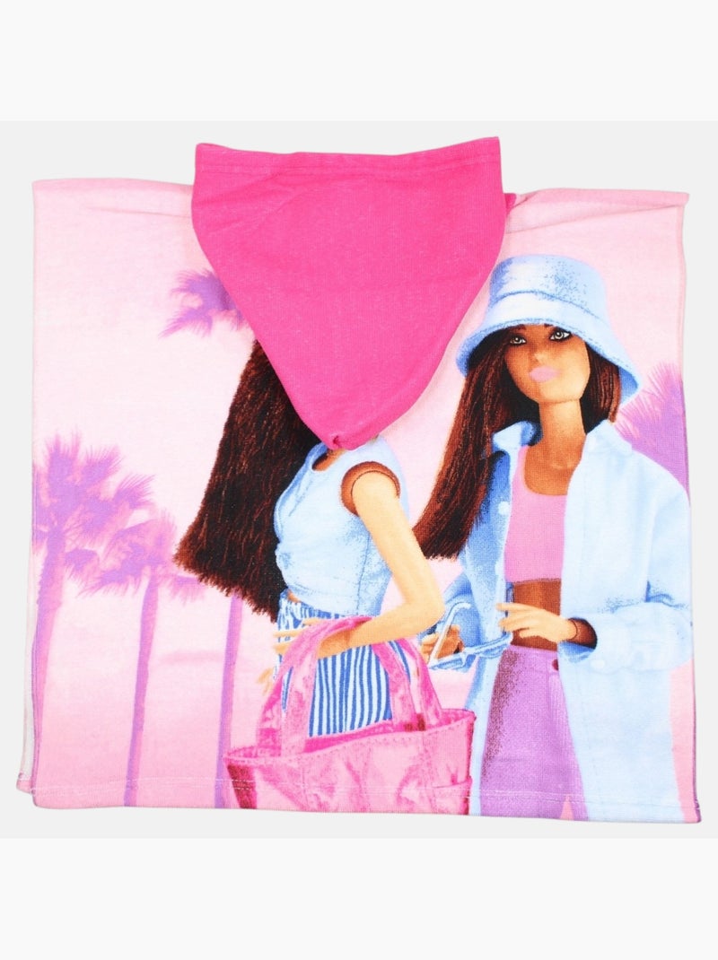 Barbie - poncho de bain à capuche imprimé Rose - Kiabi