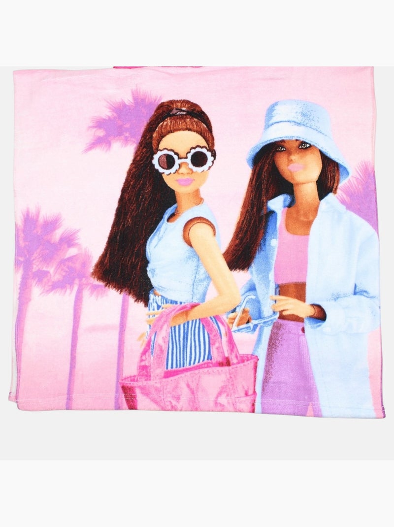 Barbie - poncho de bain à capuche imprimé Rose - Kiabi
