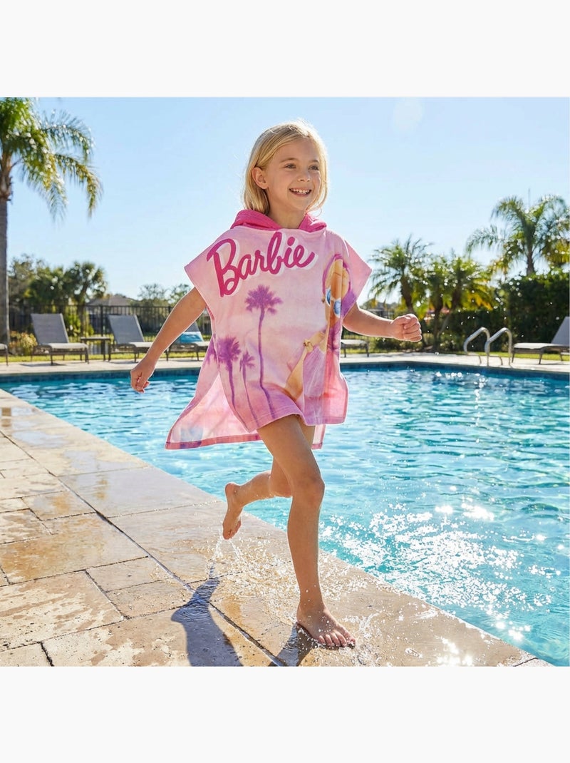 Barbie - Poncho de bain avec imprimé fille Rose - Kiabi