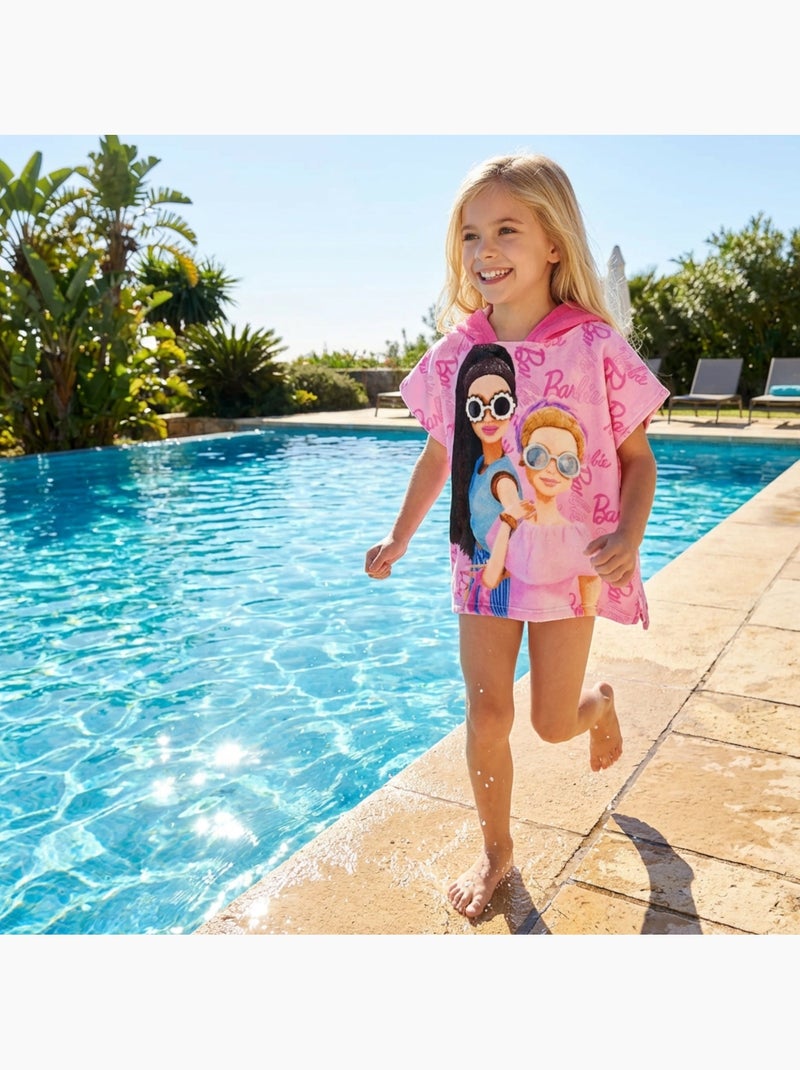 Barbie - Poncho de bain fille avec motifs Rose - Kiabi