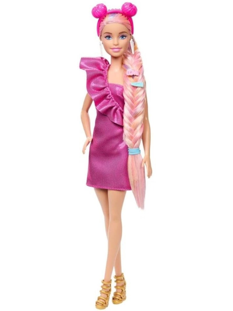 Barbie - Poupée avec cheveux blonds colorés Rose - Kiabi