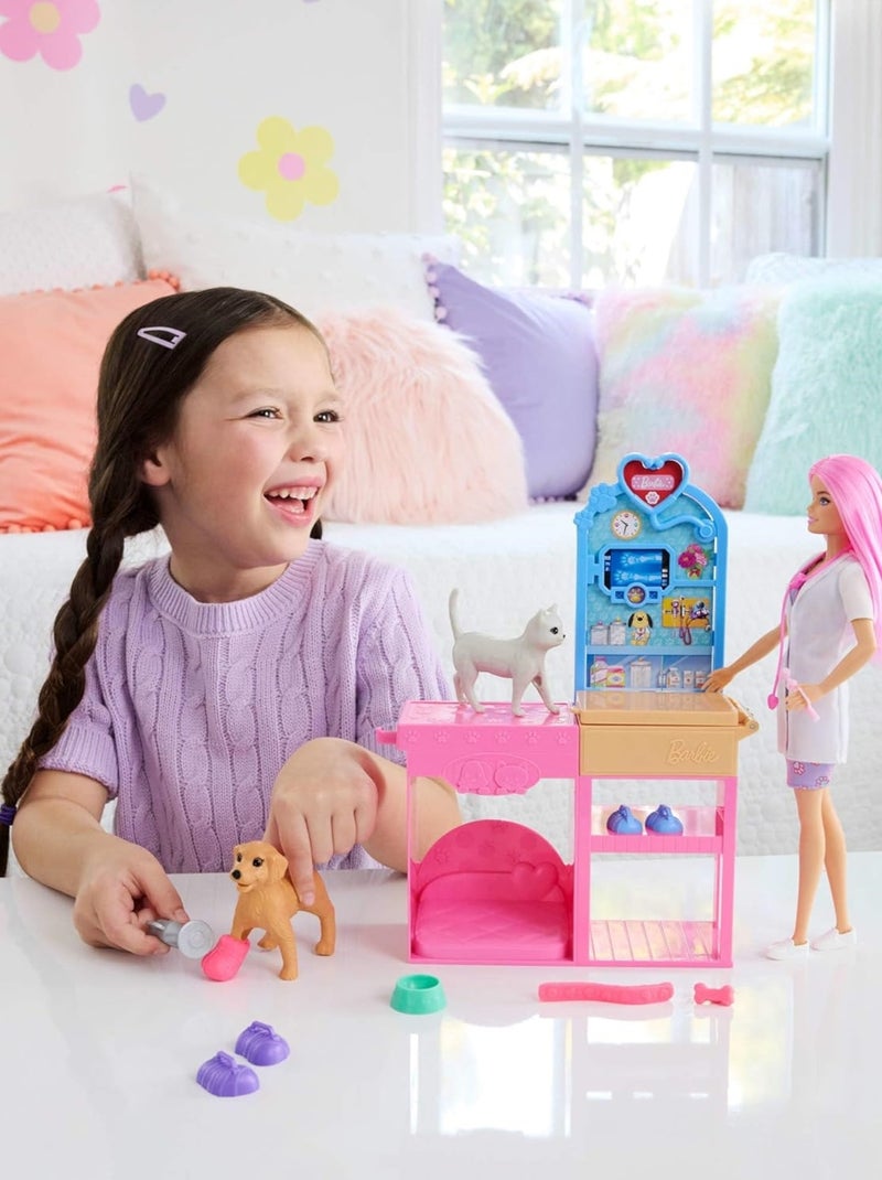 Barbie - Poupée et ensemble pour clinique vétérinaire Rose - Kiabi