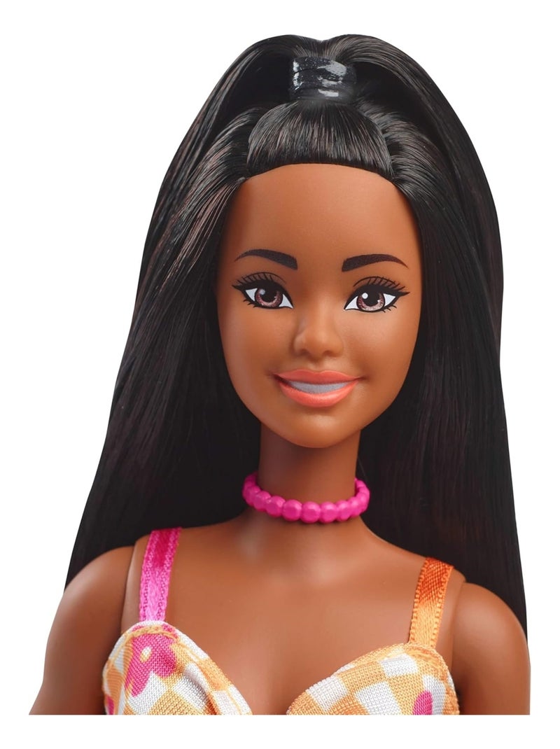 Barbie - Poupée Fashionistas Spring aux cheveux noirs Orange - Kiabi