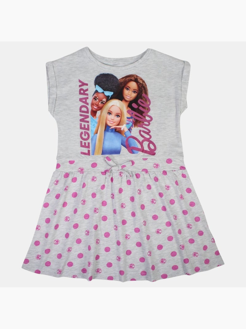 Barbie - Robe fille avec motifs rond Gris - Kiabi