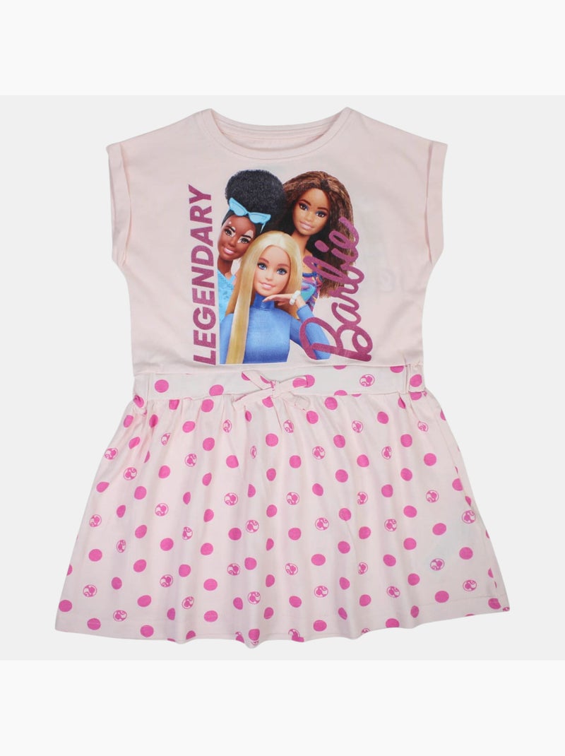 Barbie - Robe fille avec motifs rond Rose - Kiabi