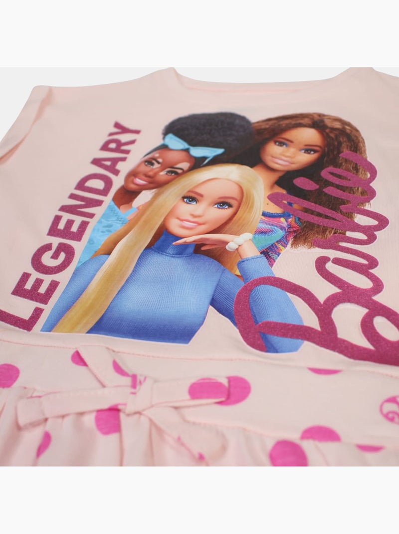 Barbie - Robe fille avec motifs rond Rose - Kiabi