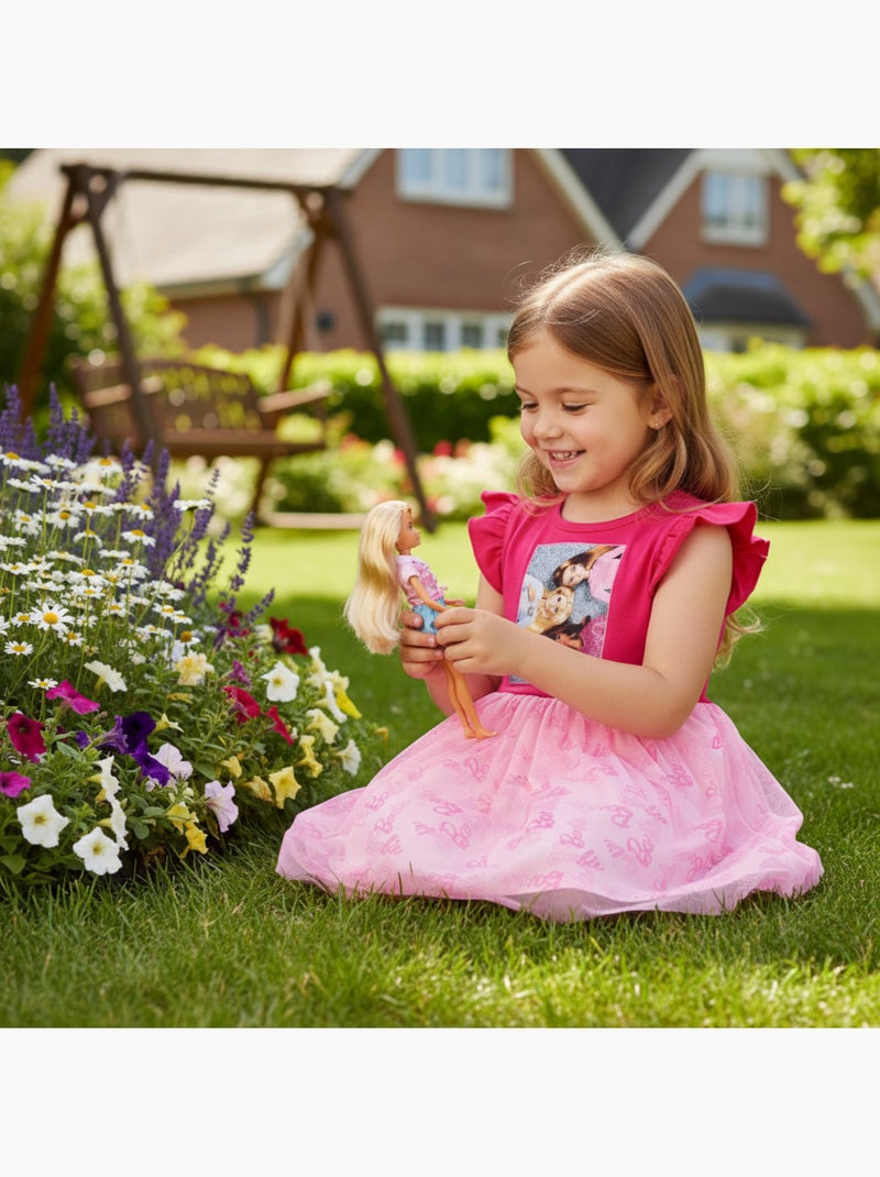 Barbie - Robe fille avec tulle Rose fushia - Kiabi