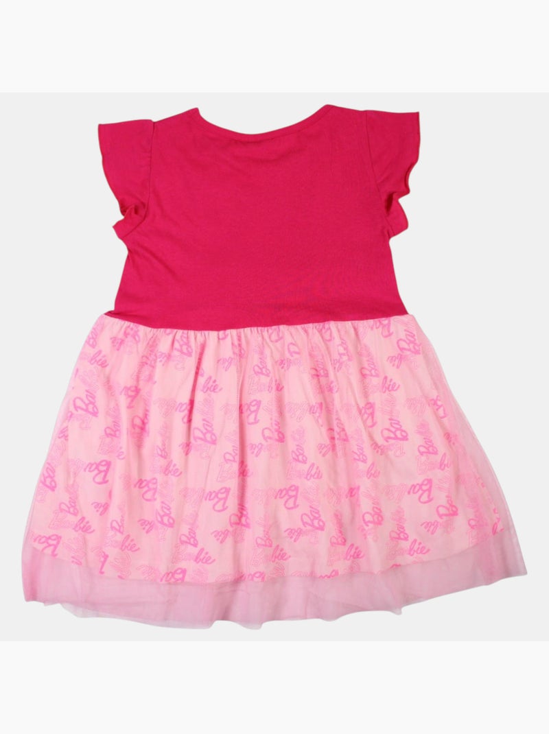 Barbie - Robe fille avec tulle Rose fushia - Kiabi