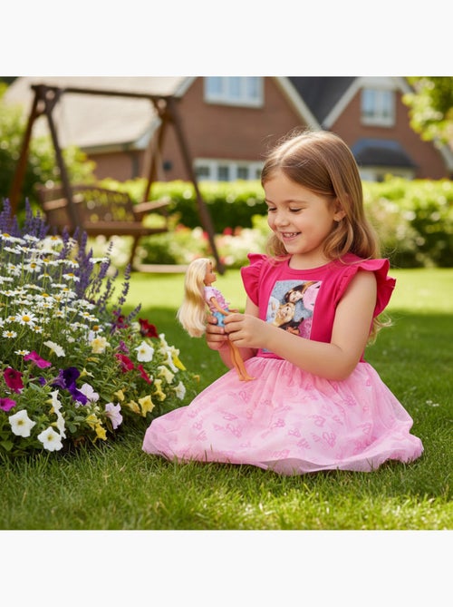 Barbie - robe imprimée avec jupe en tulle, coupe décontractée, col rond et sans manches - Kiabi