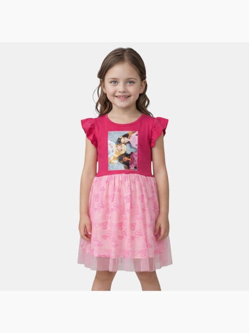 Barbie - robe imprimée sans manches, jupe en tulle - Kiabi