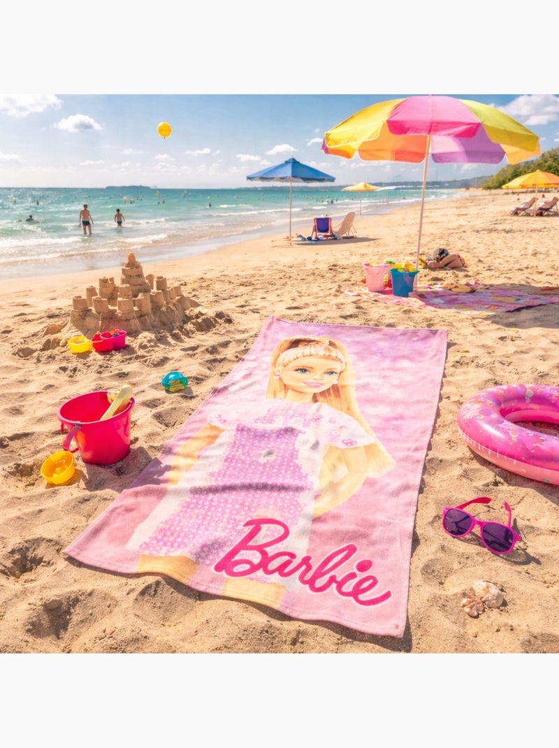Barbie - Serviette de plage fille avec personnage Rose - Kiabi
