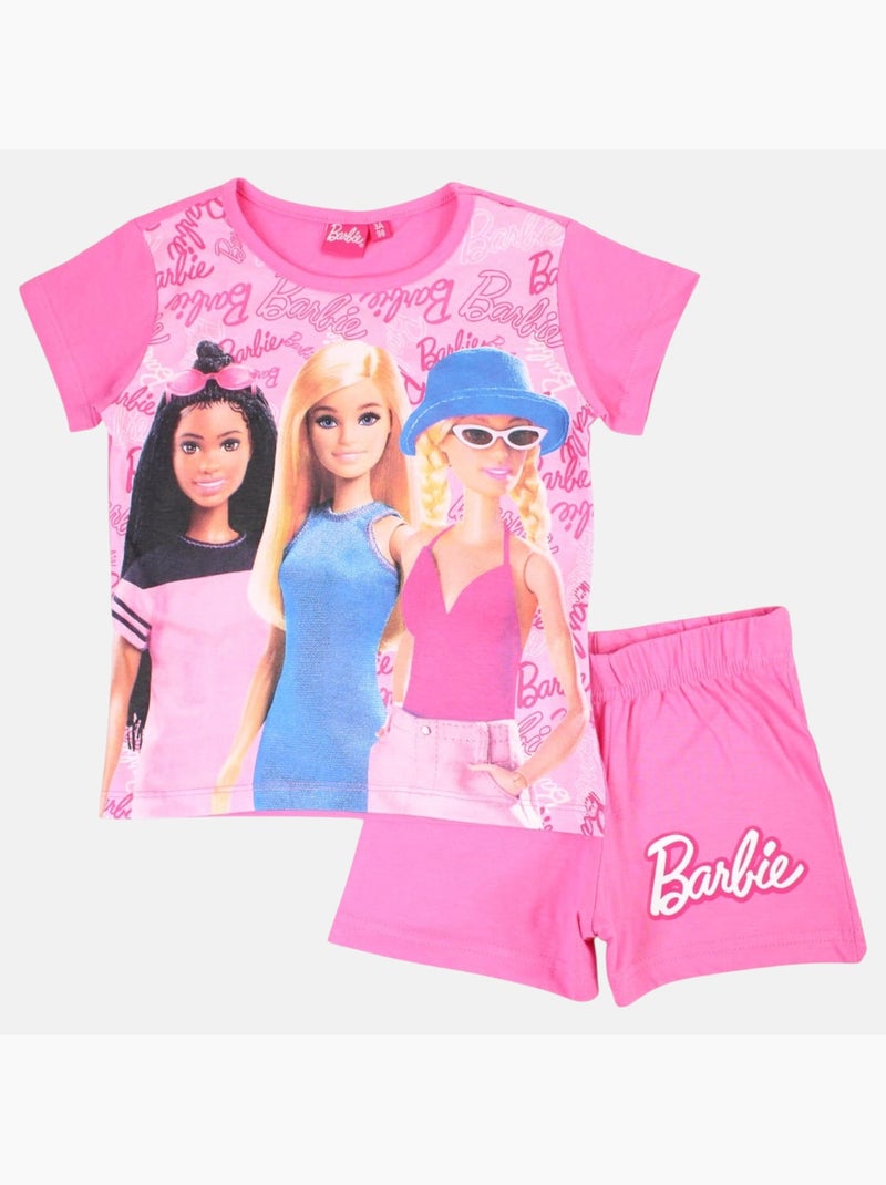 Barbie - T-shirt manches courtes avec short Rose - Kiabi