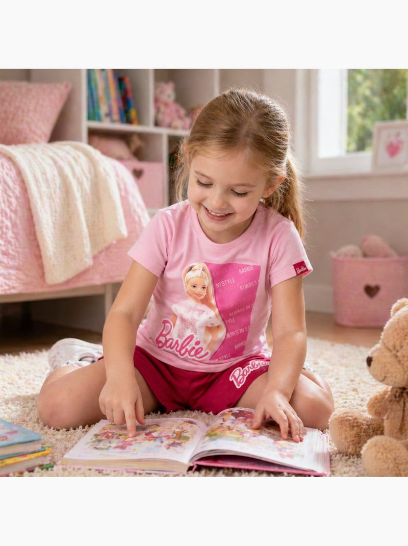 Barbie - T-shirt manches courtes avec short Rose - Kiabi