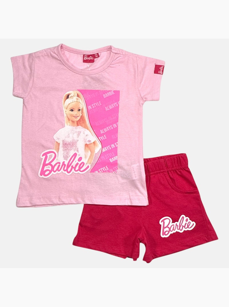 Barbie - T-shirt manches courtes avec short Rose - Kiabi