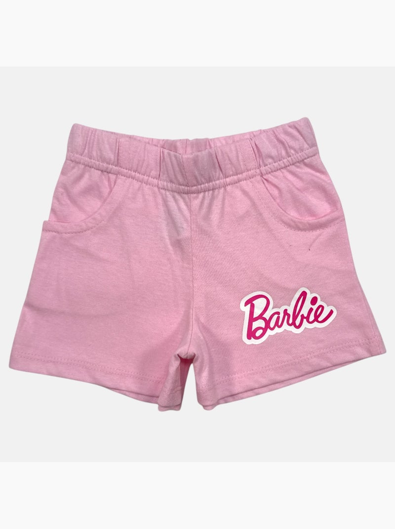 Barbie - T-shirt manches courtes avec short Rose foncé - Kiabi