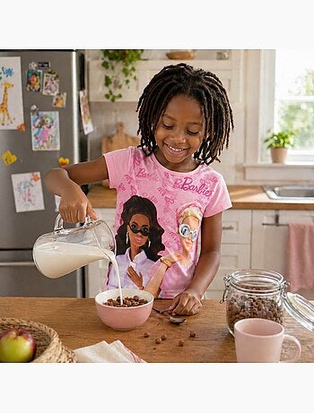 Barbie - T-shirt manches courtes fille avec imprimé