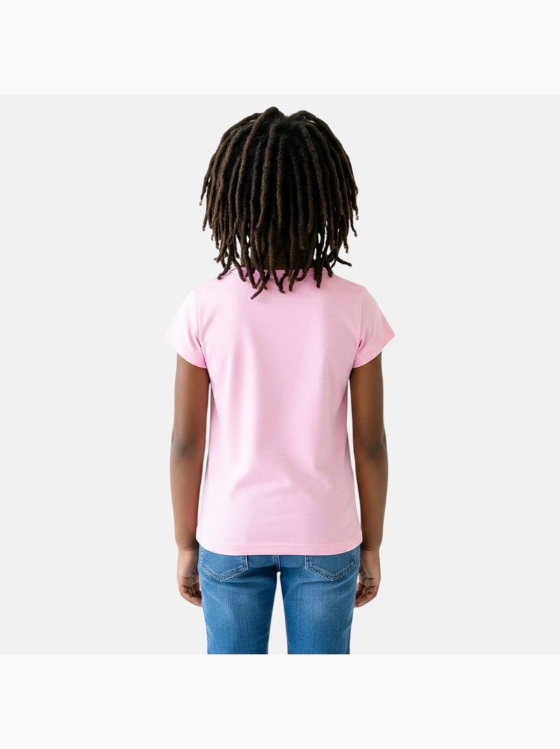 Barbie - T-shirt manches courtes fille avec imprimé Rose clair - Kiabi