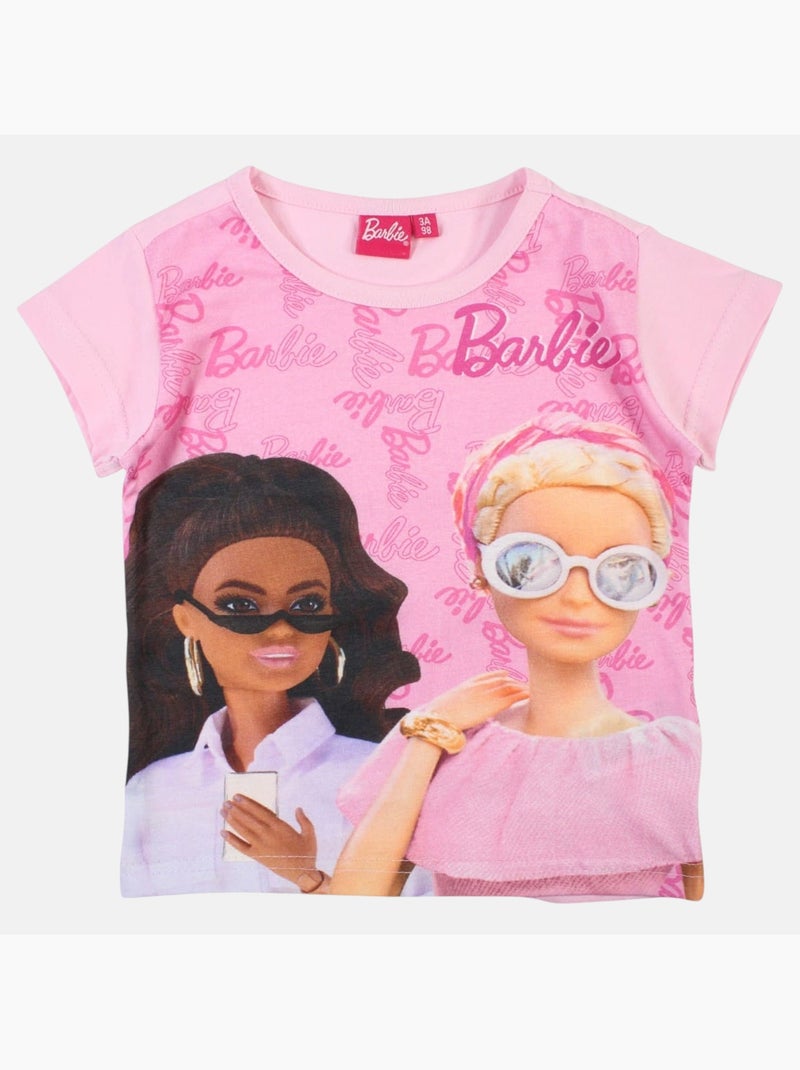 Barbie - T-shirt manches courtes fille avec imprimé Rose clair - Kiabi