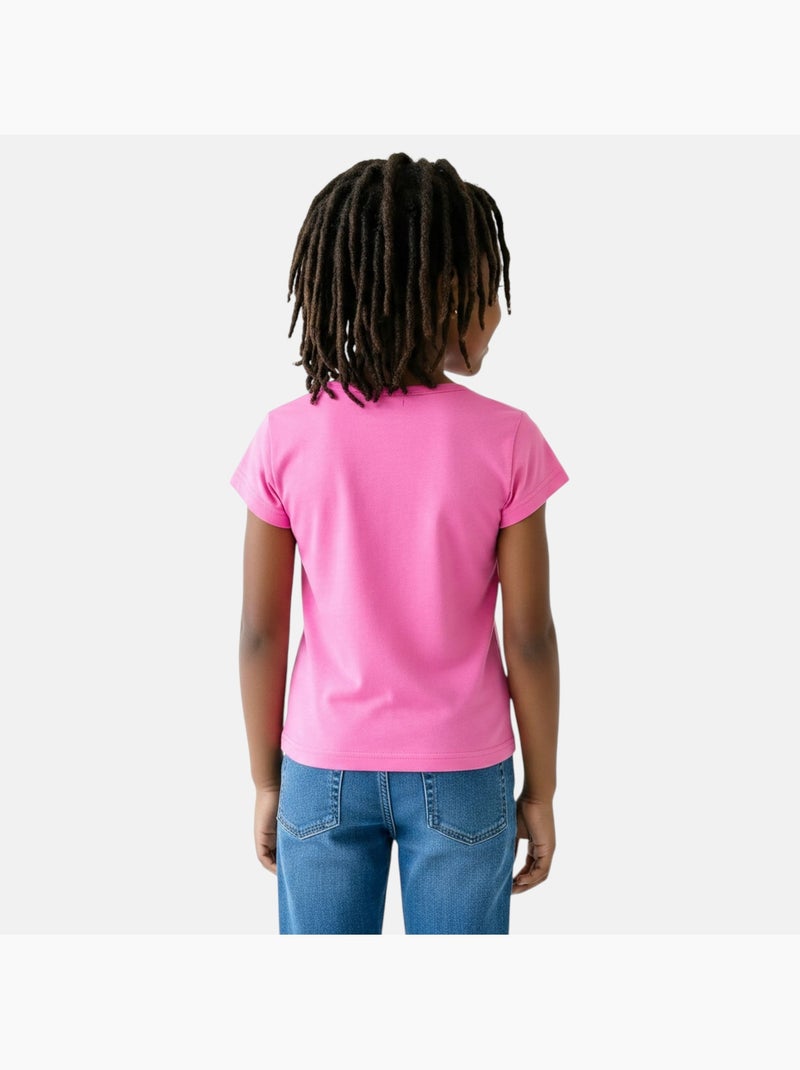 Barbie - T-shirt manches courtes fille avec imprimé Rose - Kiabi