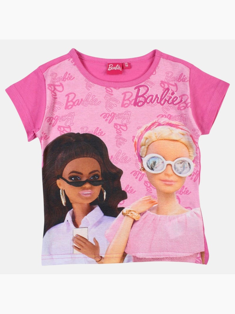 Barbie - T-shirt manches courtes fille avec imprimé Rose - Kiabi