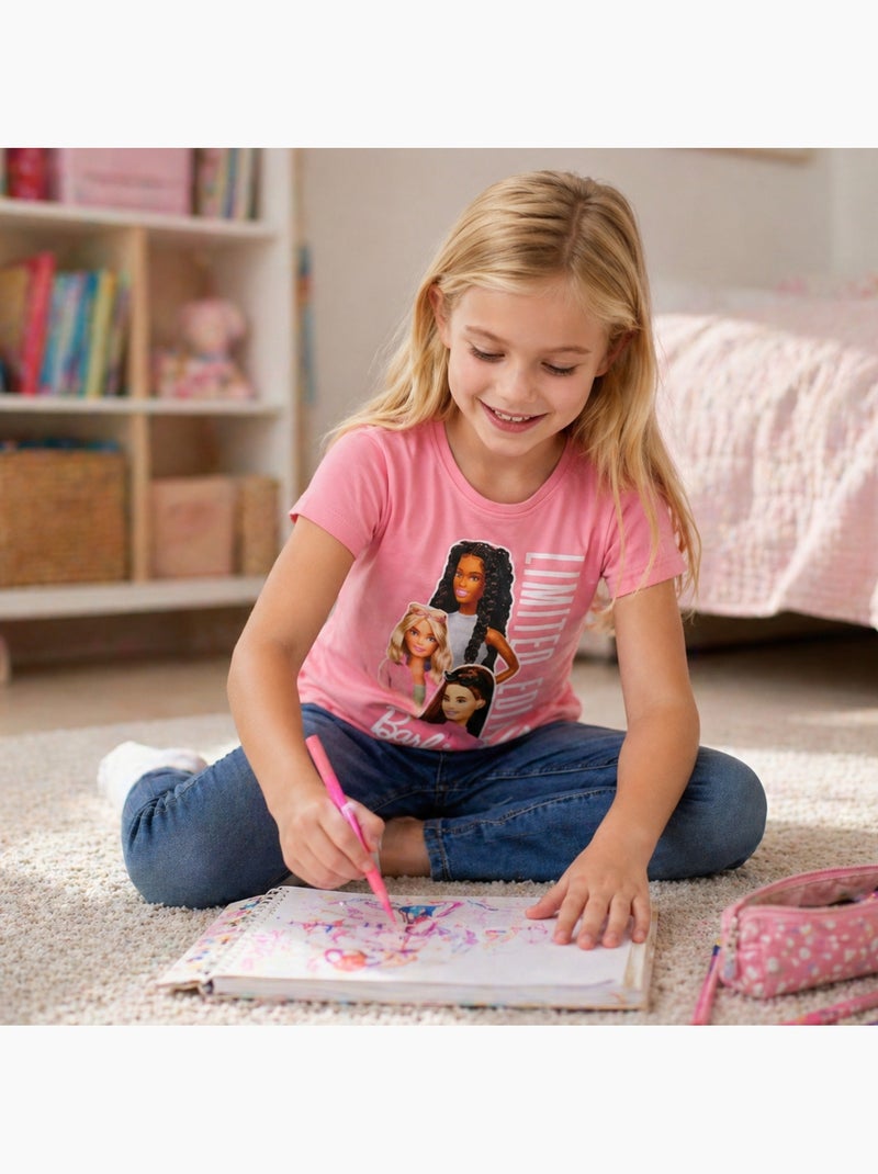 Barbie - Top fille avec imprimé Rose - Kiabi