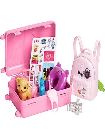 Barbie Coffret Poupée Malibu en Voyage avec Chiot