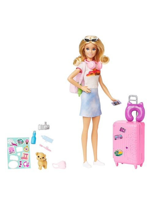 Barbie Coffret Poupée Malibu en Voyage avec Chiot - Kiabi