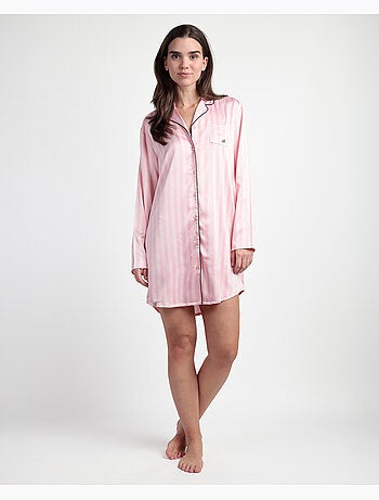 BARBIE Élégante caraco ouvert en satin à manches longues pour femme