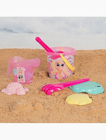 Barbie ensemble beach bucket avec poupée, accessoires et sac de transport