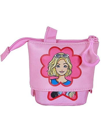 Barbie Flower Trousse Cute + 2 Stylos Gel Effaçables, Rose
