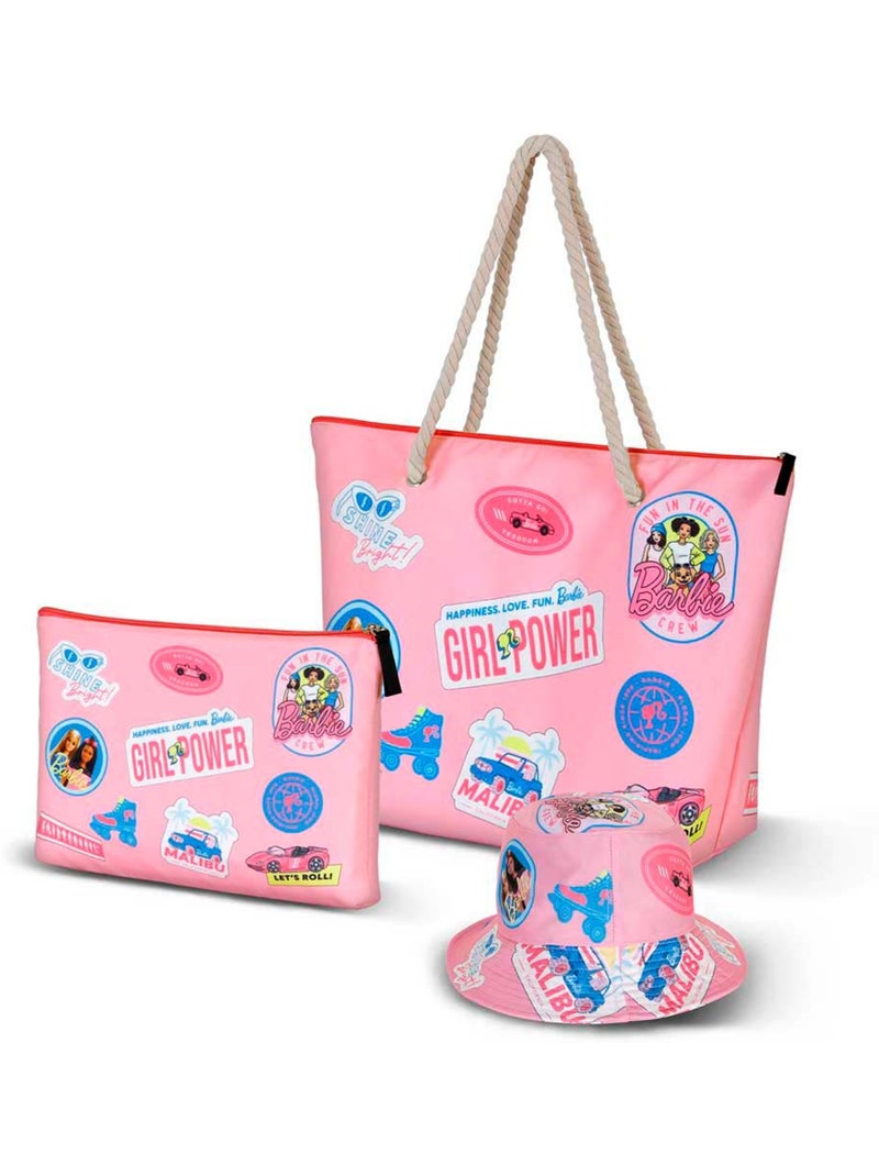 Barbie Malibu Sac de Plage Soleil, Rose Rose - Kiabi