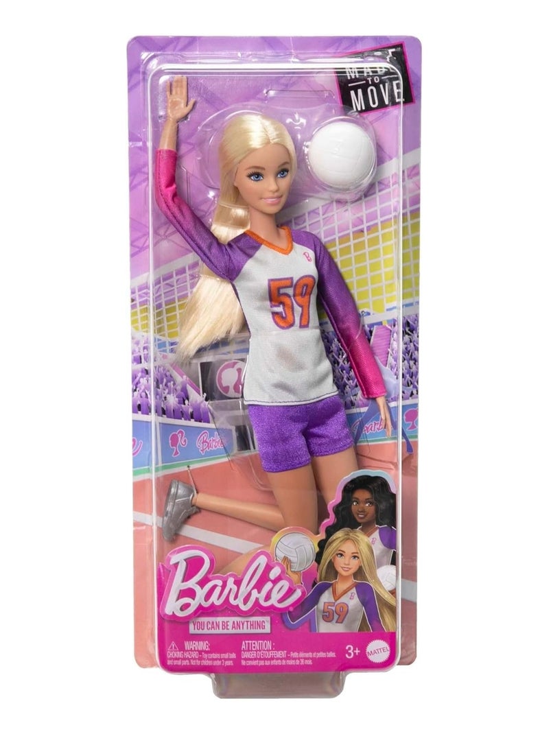 Barbie métiers - Poupée articulée joueuse de Volleyball Violet - Kiabi