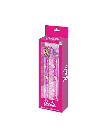 Barbie Mix Pack de Crayon Éternel + Stylo Gel Effaçable, Rose