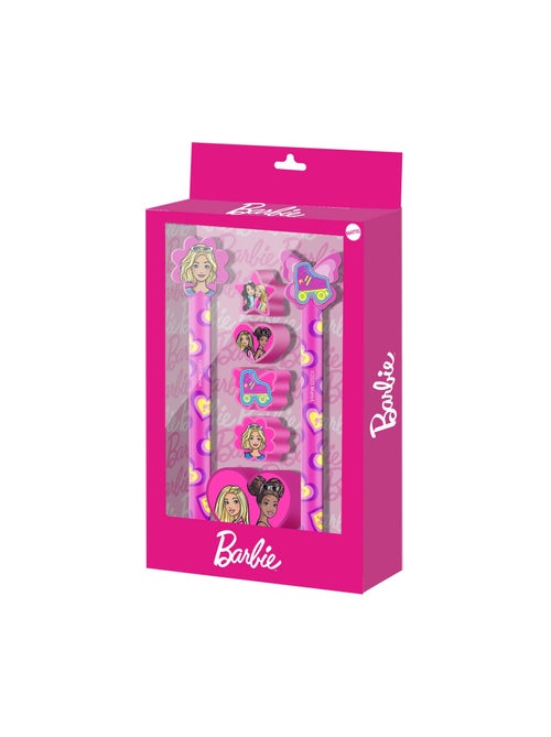 Barbie Mix Pack de Stylo Gel Effaçable + Crayon Éternel + 4 Gommes + Taille-crayon, Rose - Kiabi