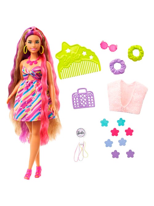 Barbie Poupée Barbie Ultra Chevelure plantureuse avec 15 accessoires - Kiabi