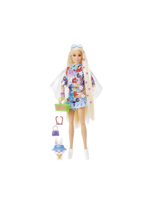 Barbie Poupée Extra N°12 Tenue à Fleurs Et Figurine Lapin - Mattel - Kiabi