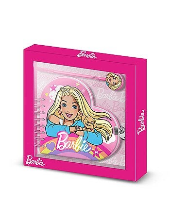 Barbie Rainbow Journal Coeur + Stylo, Rose