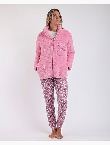 Barbie Robe de chambre chaude manches longues effet sherpa Sweet pour femme
