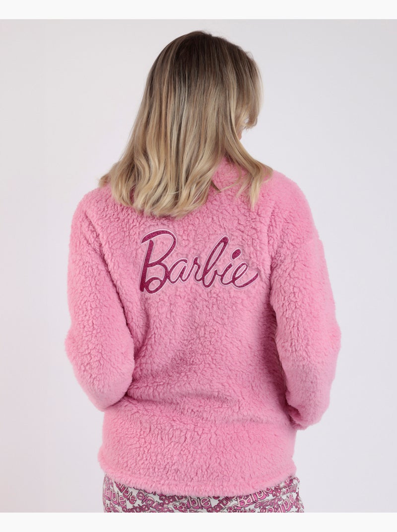 Barbie Robe de chambre chaude manches longues effet sherpa Sweet pour femme Rose - Kiabi