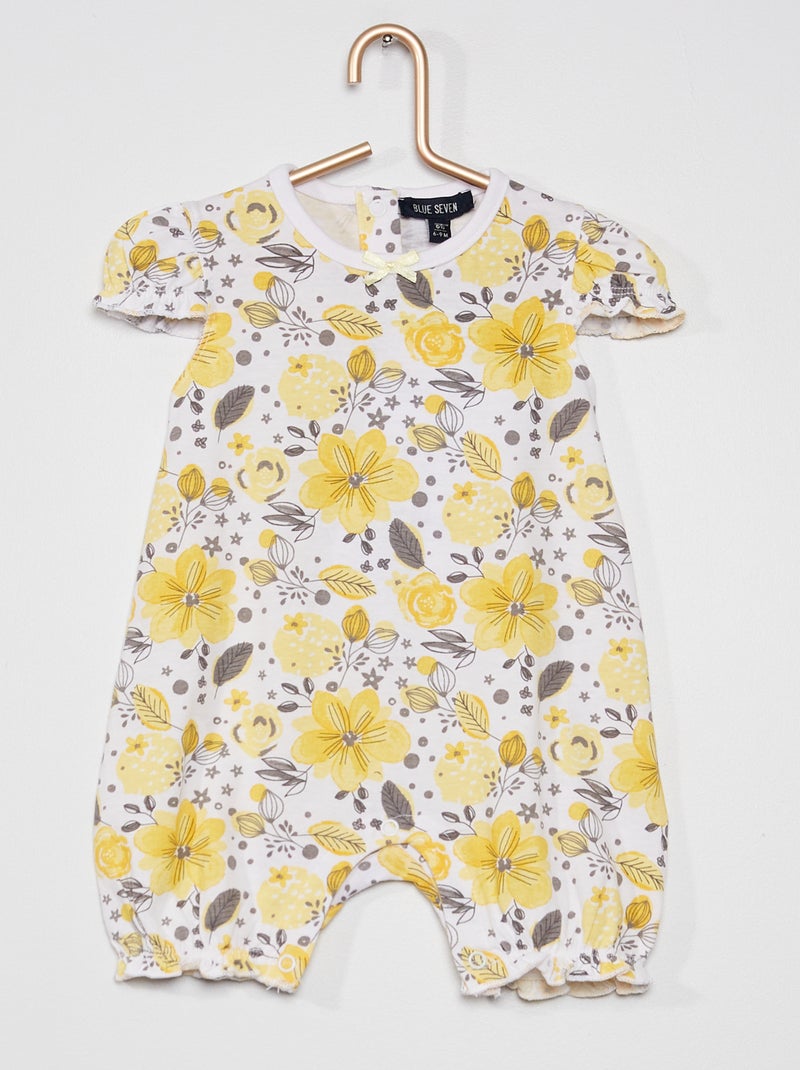 Barboteuse à 'fleurs' blanc/jaune - Kiabi